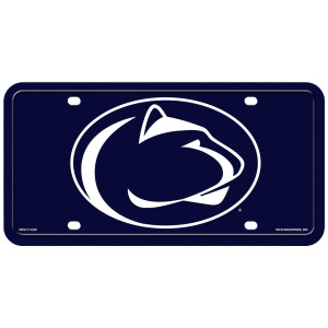 navy metal license plate with Penn State Athletic Logo